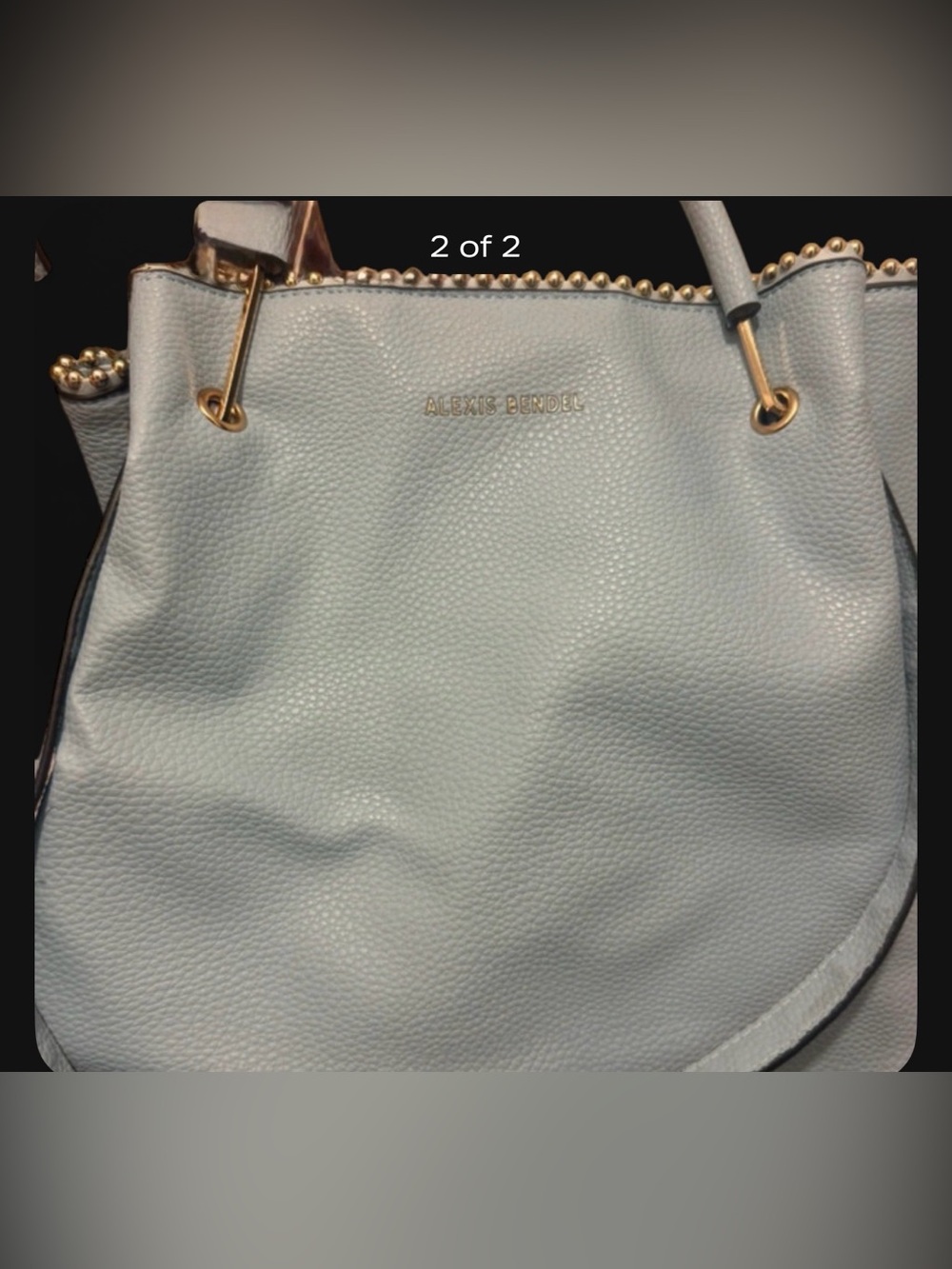 Alexis Bendel Pebbled Leather Tote in Pale Blue with silver  Hardware